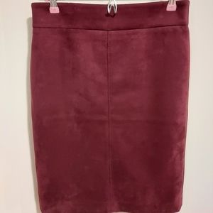 ANN TAYLOR Size 6 Maroon Pencil Skirt - Faux Suede